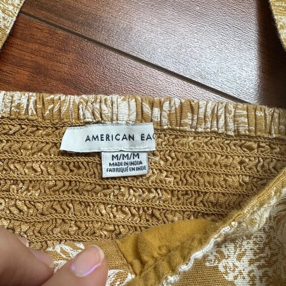 American Eagle Square Neck Crop Top Linen Cotton Blend Medium - Picture 2 of 6